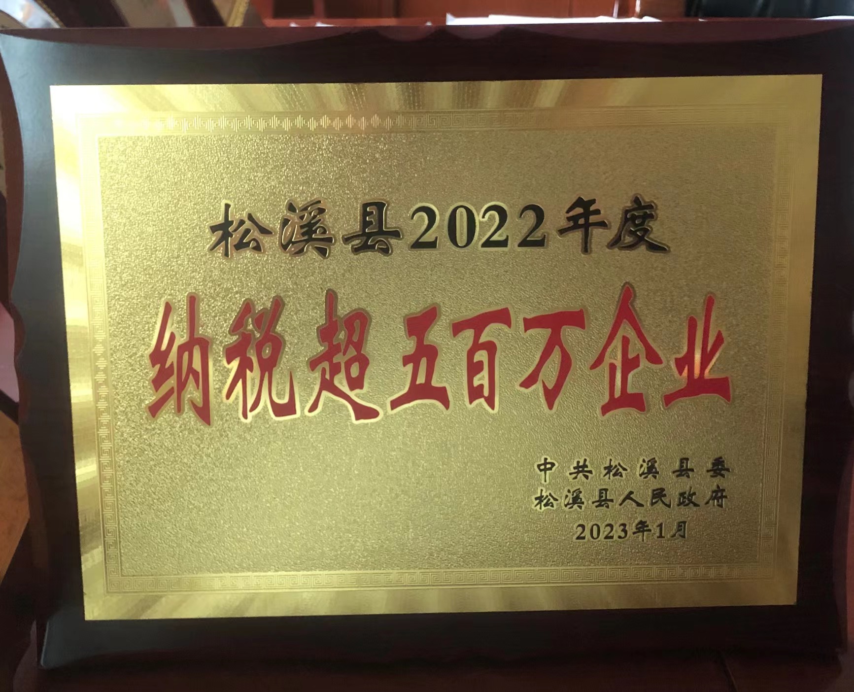 喜報！易順建工集團喜獲“松溪縣2022年度納稅超五百萬企業(yè)”榮譽